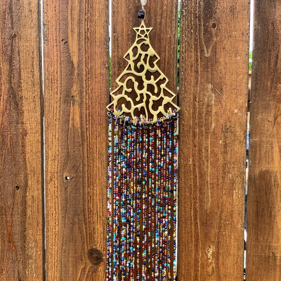 NEW! Multicolored Rainbow Beaded Bohemian Christmas Tree Sun Catcher Mobile - Picture 3 of 11